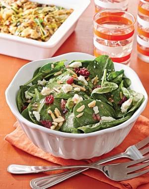 Spinach Salad with Dried Cranberries & Feta