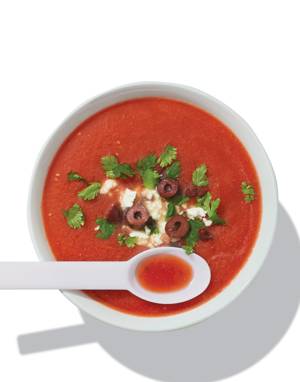 Watermelon Gazpacho with tomatoes & peppers