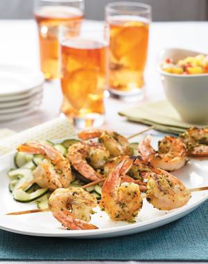 Spicy Shrimp Satay with Lime-Marinated Cucumbers