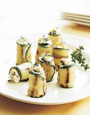 Grilled Zucchini Roll-Ups with Feta & Fresh Herbs
