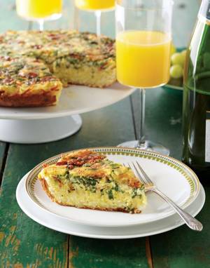 Spinach & Bacon Frittata with Hash-Brown Crust