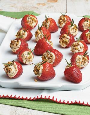 Strawberry Poppers with Rosemary and Pistachios