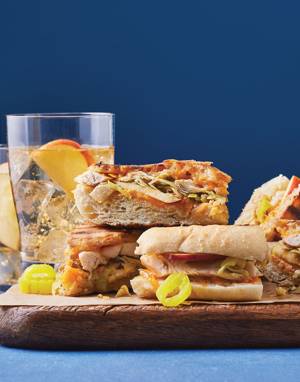 Chicken-Cheddar Panini with Artichokes & Apples