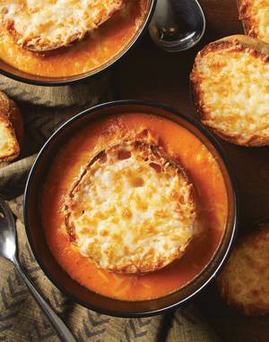 Roasted Red Pepper Soup with cheese toast