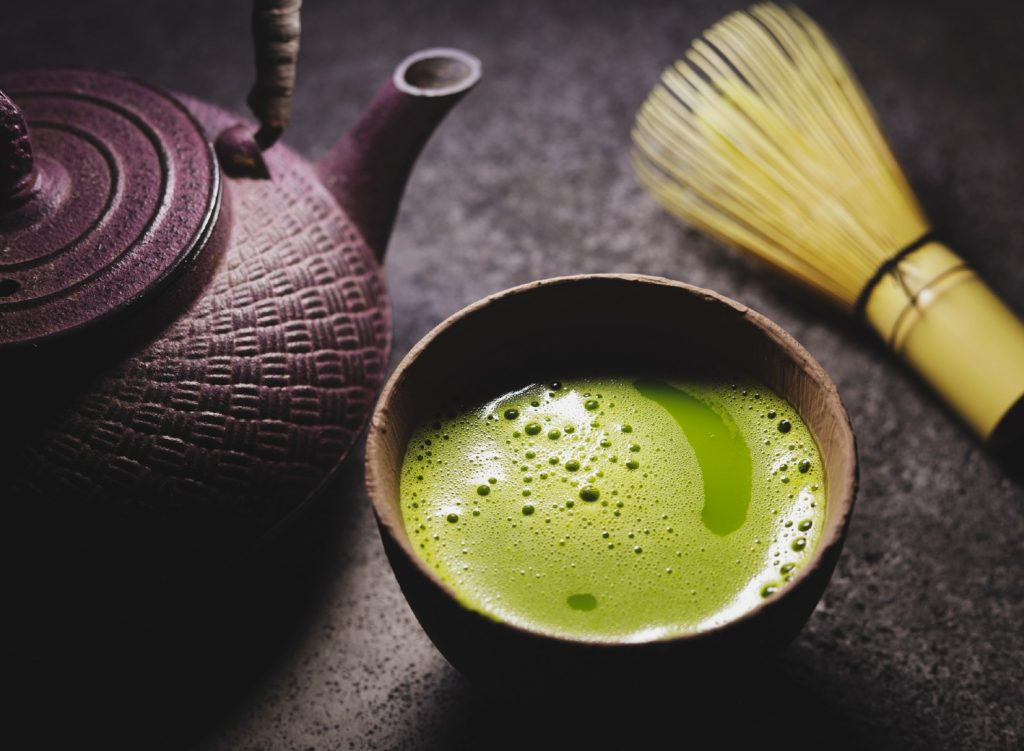 Mug of matcha green tea