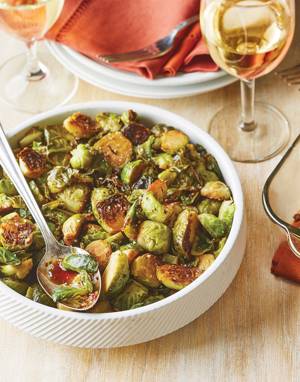 Pan-Roasted Brussels Sprouts with honey-balsamic glaze