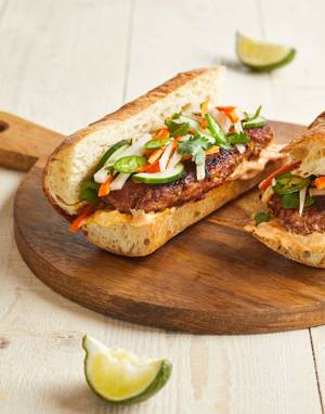 Bánh Mì Burger with Daikon Slaw & Sriracha Mayonnaise