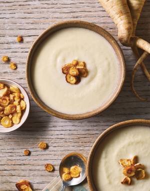 Parsnip Soup with Roasted Parsnips