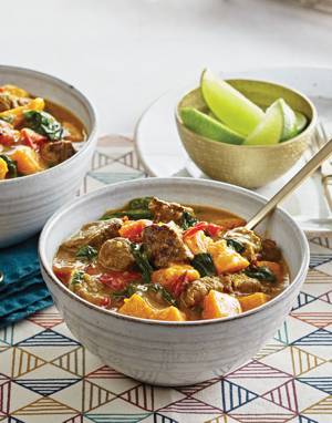 Beef & Sweet Potato Curry with Romas and Spinach