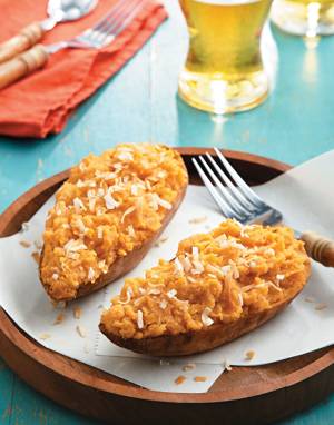 “Twice-Baked” Sweet Potatoes with Coconut