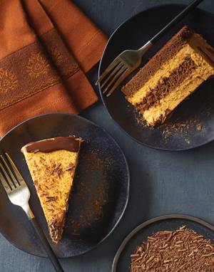 Chocolate-Pumpkin Mousse & Génoise Cake with chocolate ganache