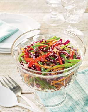 Green Bean Slaw with red cabbage