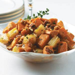 Roasted Sweet Potatoes with Pineapples and Pecans
