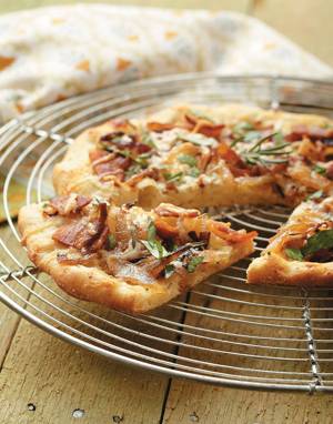 Caramelized Onion Pizza with pancetta & rosemary