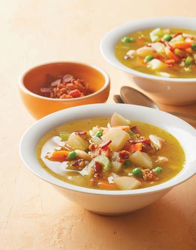 Spring Veggie Soup with bacon