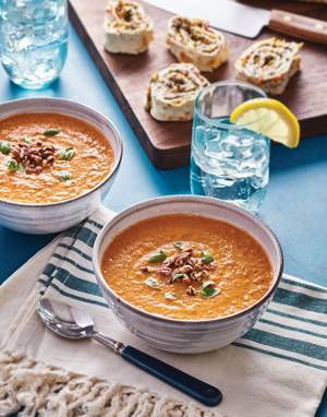 Roasted Tomato Soup with Pecan Cream
