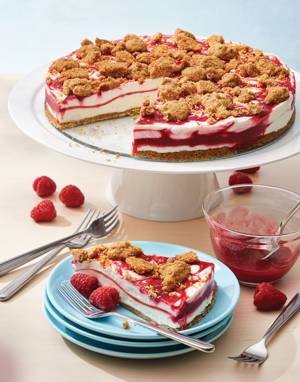 Raspberry Ripple Ice Cream Pie with Toasted Almond Crumble