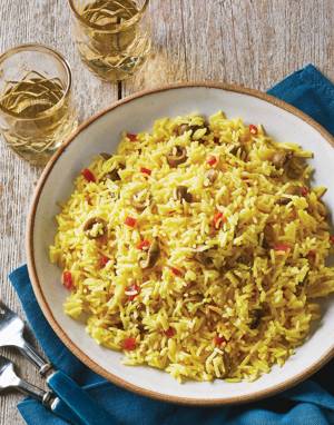 Saffron Rice with green olives