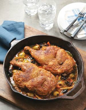 Braised Chicken with Lemon, Olives & Dried Plums