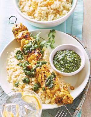 Moroccan Chicken Kebabs with preserved lemon