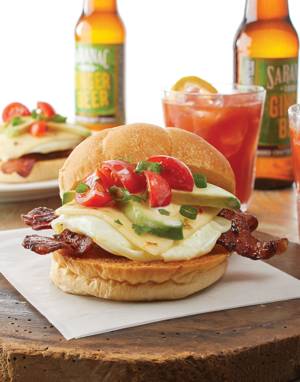 Chipotle-Bacon Breakfast Sandwich with Tomato Avocado Salsa