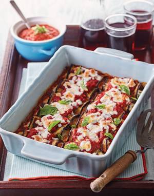 Grilled Eggplant Rollatini with Four Cheeses