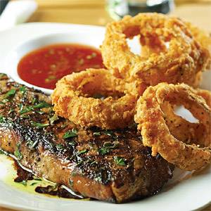 Steakhouse Onion Rings with Hot Pepper Ketchup