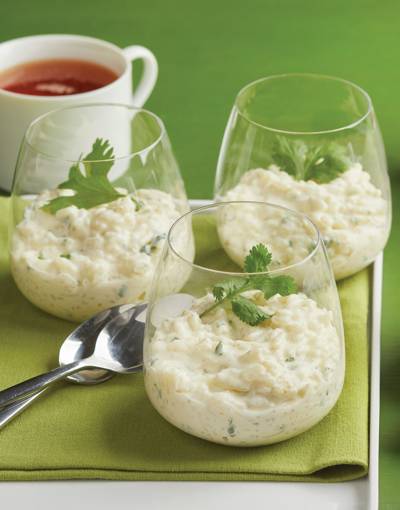 Lemon Grass-Scented Rice Pudding with cilantro