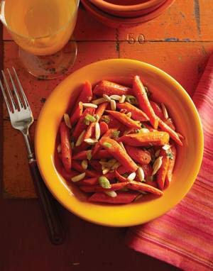 Roasted Carrots with Almonds & Scallions