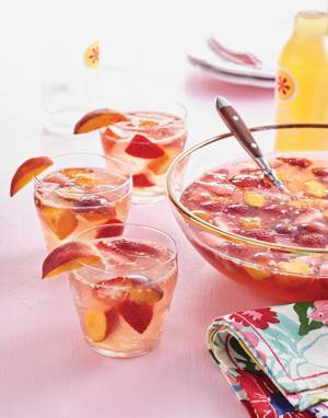 Peach & Strawberry Sangria with Fresh Ginger