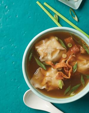 Chicken Wonton Soup with ginger and five-spice