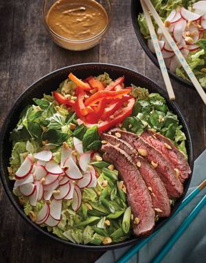 Thai Steak Salad Bowls with Peanut Dressing