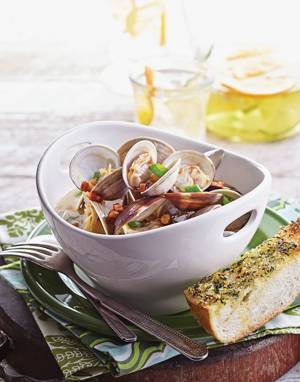 Steamed Clams with Pancetta & Scallions