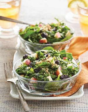 Spinach & Kale Salad with Apples and Cherries