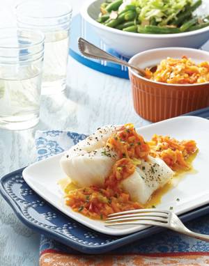 Cod Fillets with Carrot-Ginger Sauce