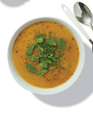Yellow Mellow Gazpacho with roasted pepper