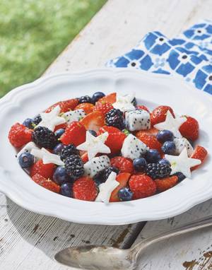 Red, White & Blue Fruit Salad with Honey-Lime Dressing