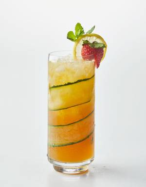 Pimm's Cup with cucumber simple syrup