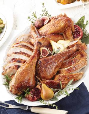 Roast Turkey Pieces & Dressing with Pomegranate Molasses Butter