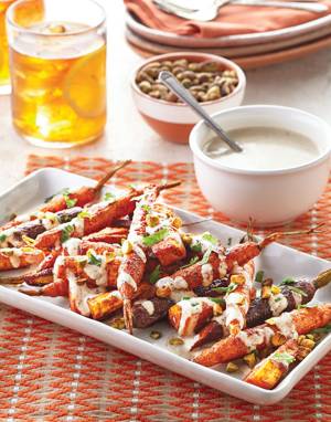 Roasted Carrots & Parsnips with Tahini Dressing