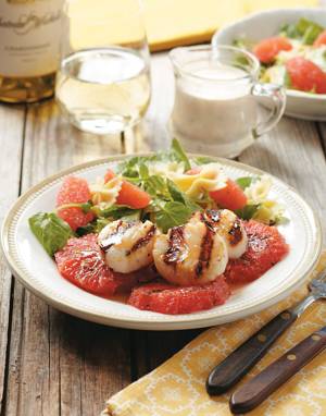 Citrus Scallops with Grilled Grapefruit