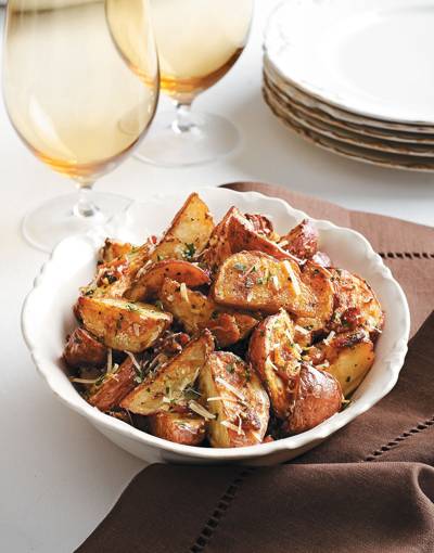 Oven-Roasted Potatoes with Parmesan-bacon vinaigrette
