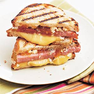 Ham & Brie Sandwich with Blue Cheese and Peach Preserves