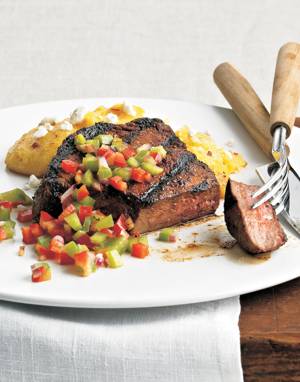 Spice-Rubbed Steaks with Bell Pepper Relish
