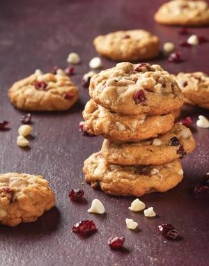 White Chocolate Chip Cookies with cranberries