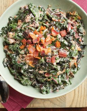 Creamed Swiss Chard with bacon