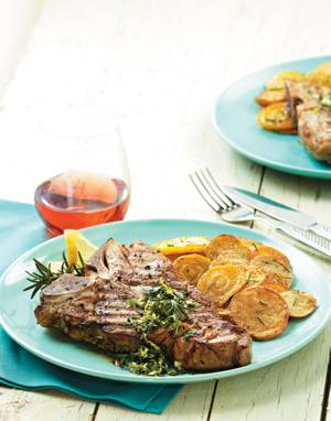 Grilled Veal T-bones with Rosemary Gremolata