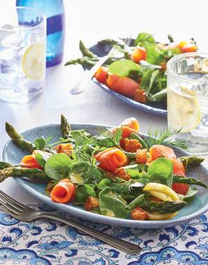 Watercress & Asparagus Salad with Smoked Salmon