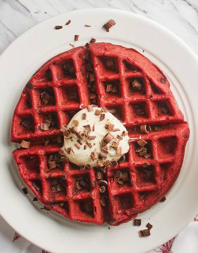 Red Velvet Waffles with chocolate