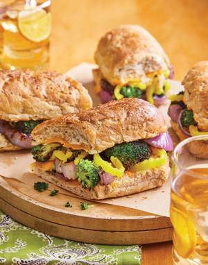 Grilled Broccoli & Red Onion Hoagies